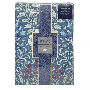 WILLIAM MORRIS England QUEEN Cotton Sateen Garden Blue Russet Duvet Cover Set